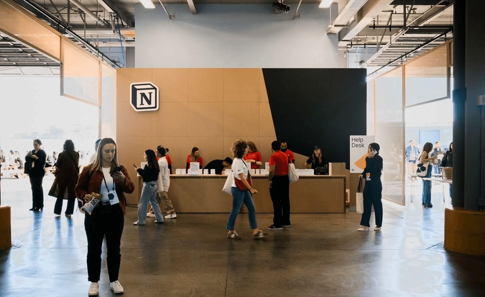 Sustainable cardboard structures were featured prominently throughout the venue