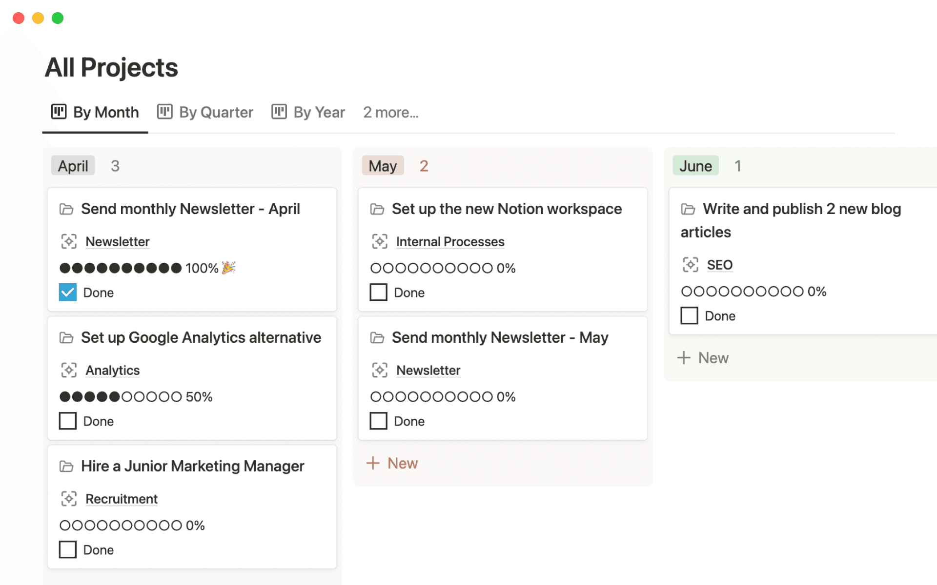 Project Baseline - All Projects Notion